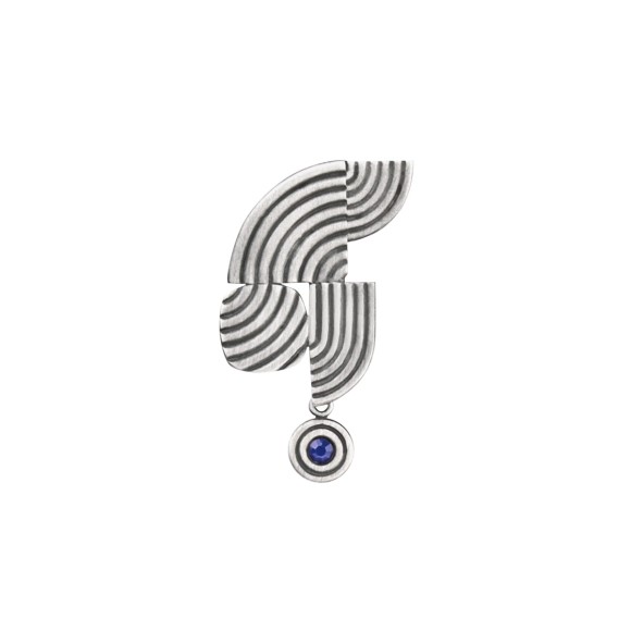 Srebrny pin z niebieskim kryształem z kolekcji Holos ORSKA