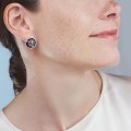 Okrągłe, złote kolczyki z kryształami Swarovski INK28-6 ORSKA