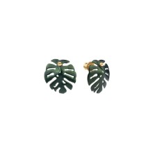 Małe, zielone kolczyki monstera dziurawa z kolekcji Plantis