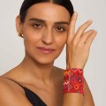 Czerwona materiałowa bransoletka - mankiet z kolekcji Gwatemala - ORSKA