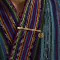 Pozłacana broszka do kimona - ORSKA kimono niebieskie MAXI