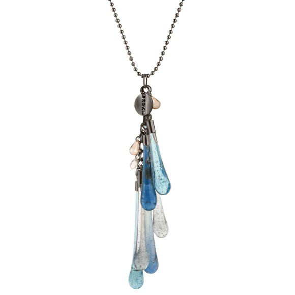 Długi naszyjnik, z niebieskim wisiorem, robiony ręcznie, marki ORSAK biżuteria