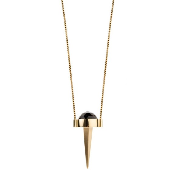 Artystyczny naszyjnik z czarnym kryształem Swarovski Elements w mosiężnej zawieszce w kolorze złotym - kolekcja Soda - SN48-8 - Orska biżuteria