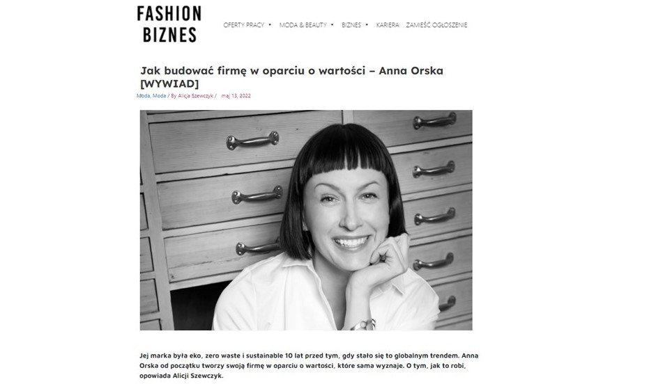 Projektantka Anna Orska o biżuterii i wartościach w wywiadzie dla Fashion Biznes